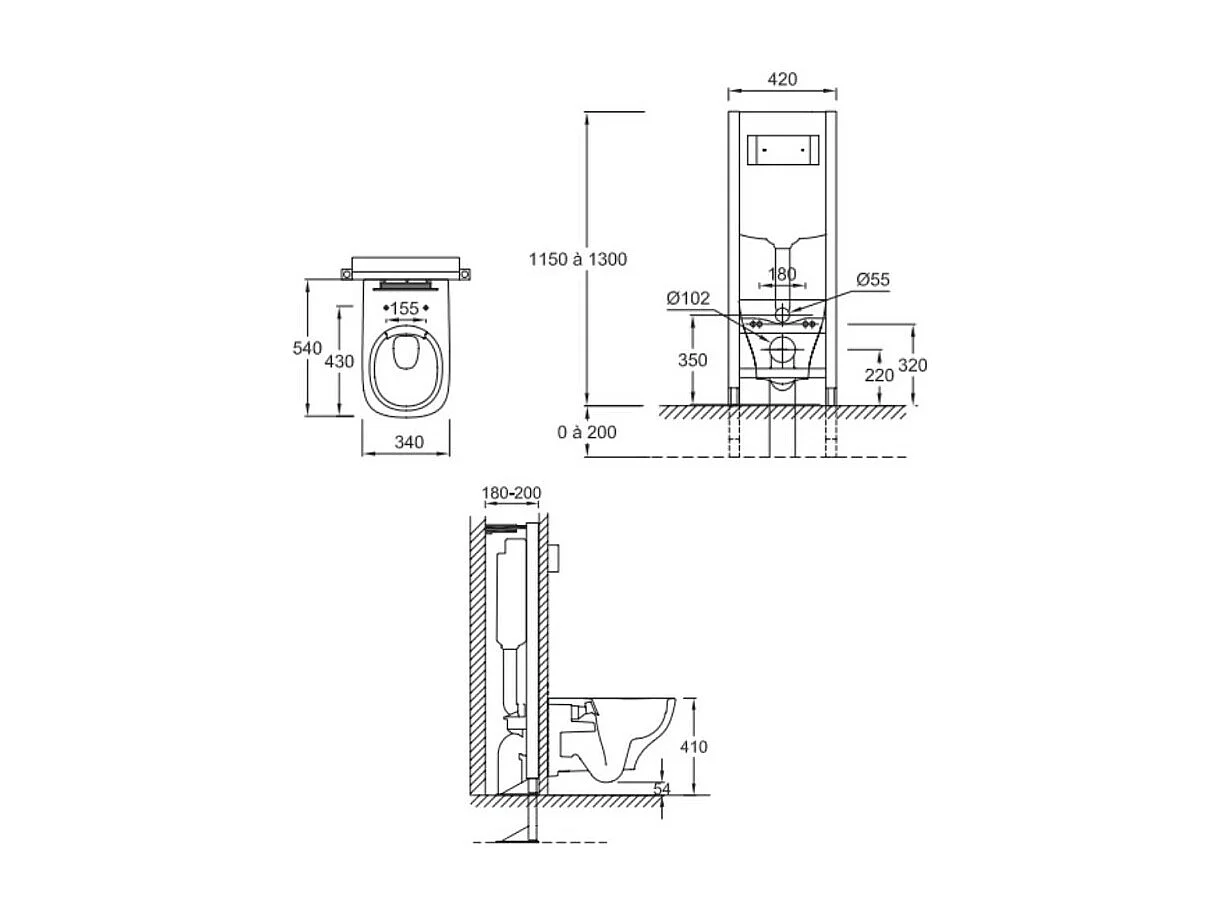 Pack WC suspendu sans bride JACOB DELAFON Struktura avec abattant + bâti support + plaque chrome brillant/blanc mat