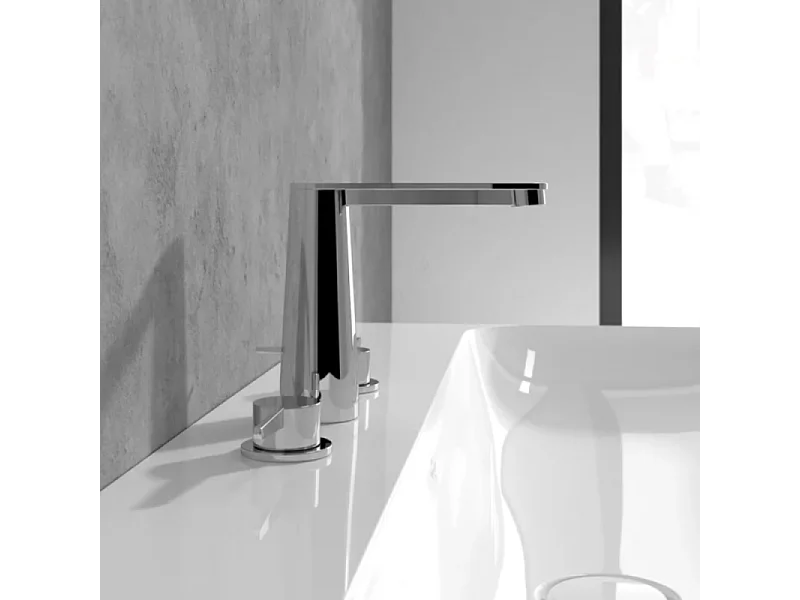 Mitigeur lavabo 3 trous VILLEROY ET BOCH Conum sans tirette Or brossé