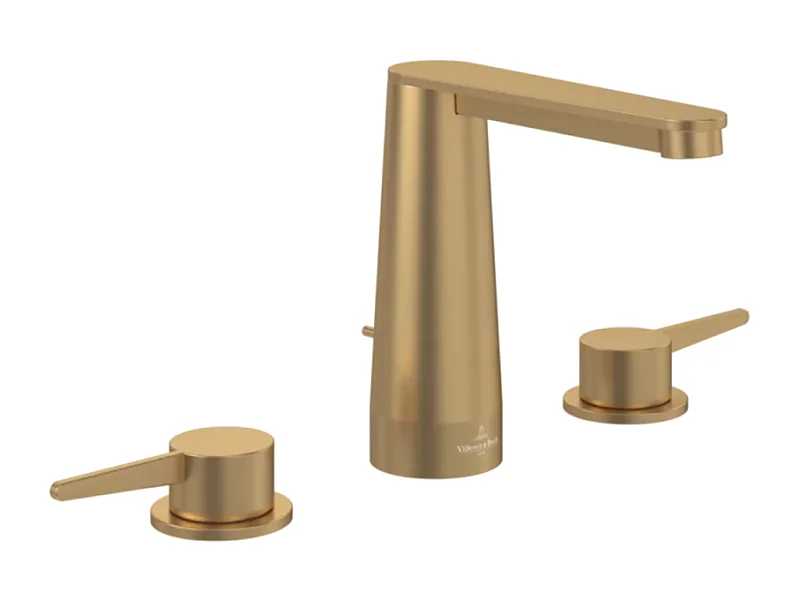 Mitigeur lavabo 3 trous VILLEROY ET BOCH Conum sans tirette Or brossé