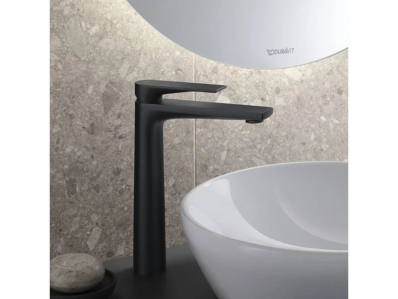 Mitigeur lavabo taille XL DURAVIT Tulum Freshstart noir mat sans tirette ni vidage