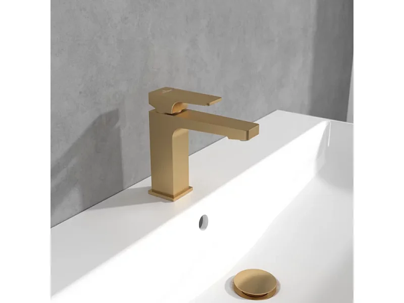 VILLEROY ET BOCH Architectura Mezclador de lavabo cuadrado con tirador en Oro Cepillado