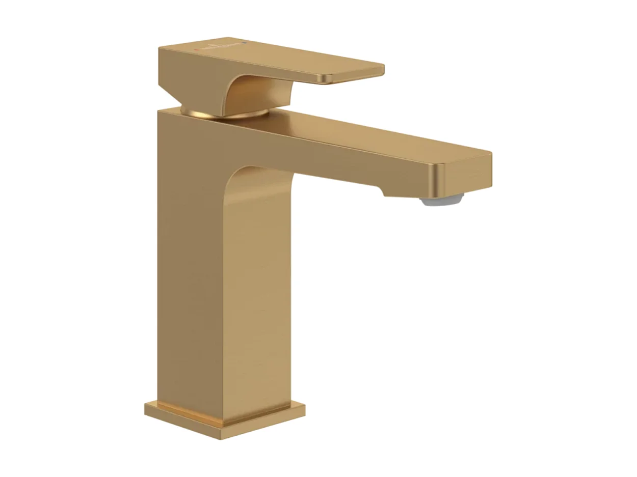 VILLEROY ET BOCH Architectura Mezclador de lavabo cuadrado con tirador en Oro Cepillado