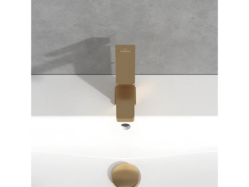 Mitigeur lavabo VILLEROY ET BOCH Architectura Square avec tirette Or brossé
