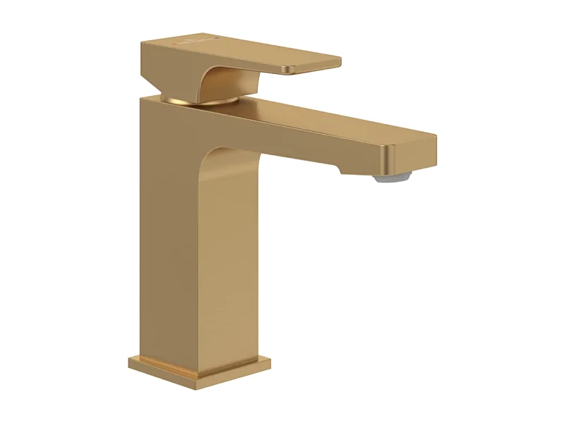 VILLEROY ET BOCH Architectura Mezclador de lavabo cuadrado con tirador en Oro Cepillado
