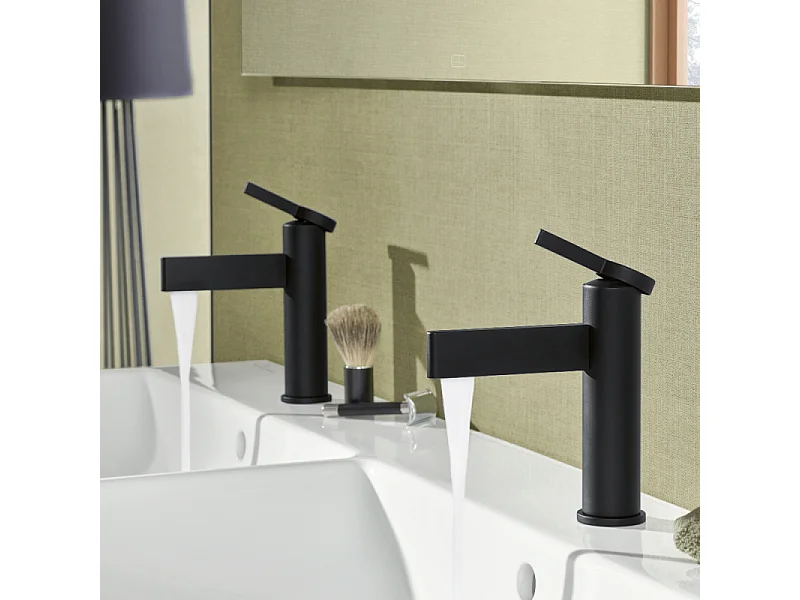 Mitigeur lavabo droit VILLEROY ET BOCH Dawn sans tirette Noir mat