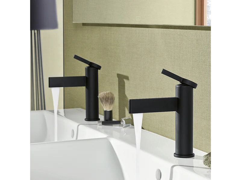 Mitigeur lavabo droit VILLEROY ET BOCH Dawn sans tirette Noir mat