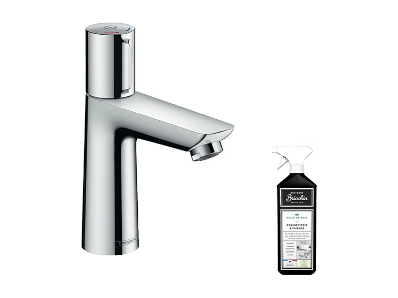 Mitigeur lavabo HANSGROHE Talis Select E 110 sans tirette ni vidage chrome  + nettoyant Briochin