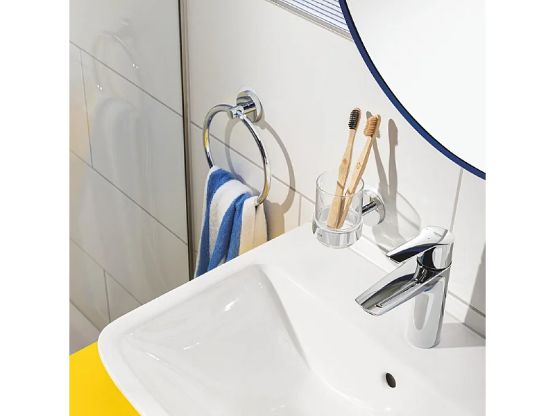 Mitigeur lavabo GROHE Quickfix Start 2021 avec vidage Push-Open chromé + microfibre