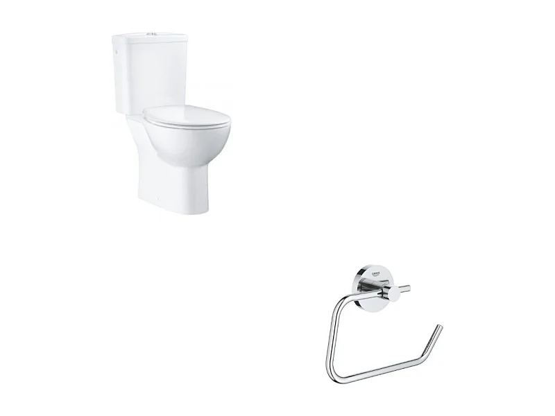 GROHE Pack WC à poser Bau Ceramic + Dérouleur de papier mural Essentials