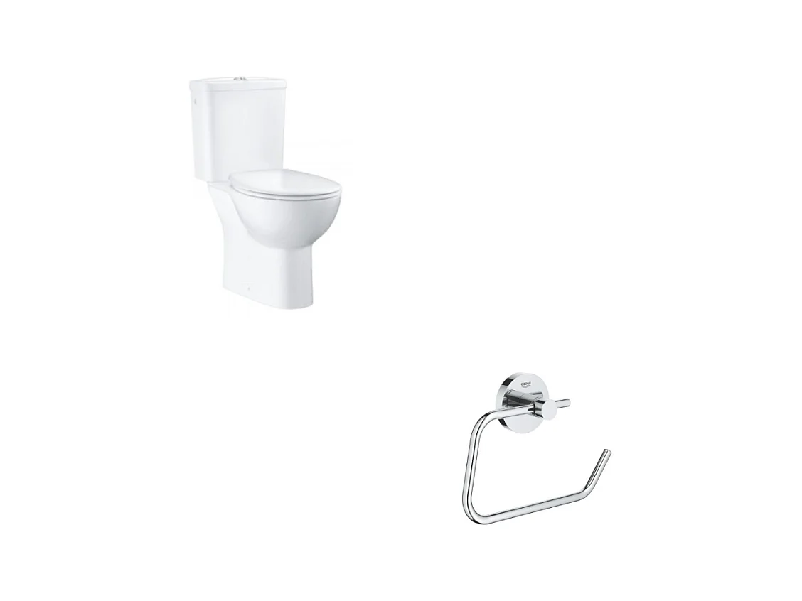 GROHE Pack WC à poser Bau Ceramic + Dérouleur de papier mural Essentials