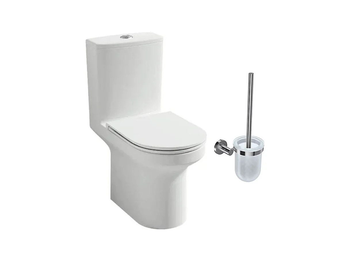JACOB DELAFON Pack WC au sol blanc sans bride Elite avec abattant extraplat fermeture douce avec porte-balai classique