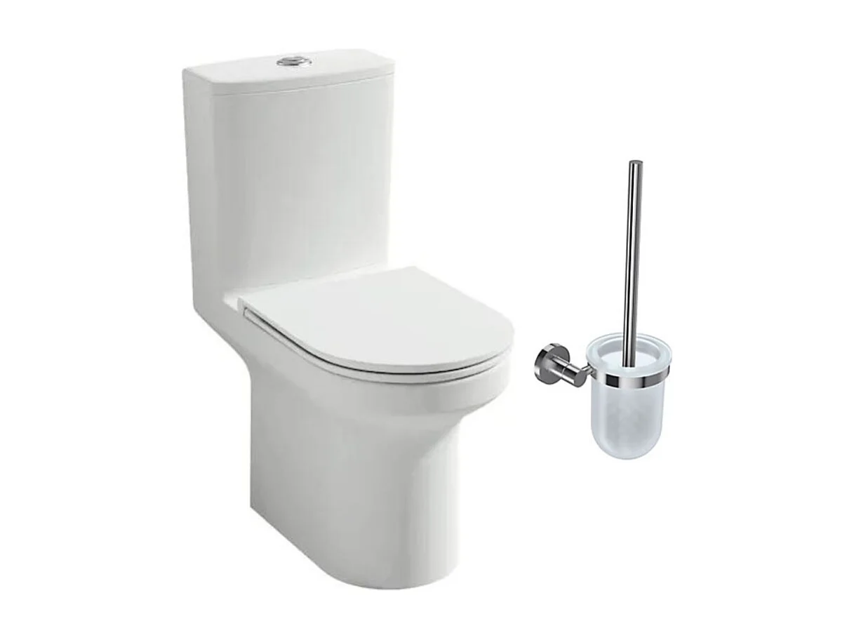 JACOB DELAFON Pack WC au sol blanc sans bride Elite avec abattant extraplat fermeture douce avec porte-balai classique