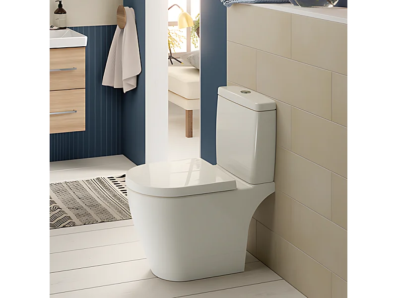 WC à poser compact sans bride sortie horizontale VILLEROY ET BOCH Avento avec abattant frein de chute et SlimSeat