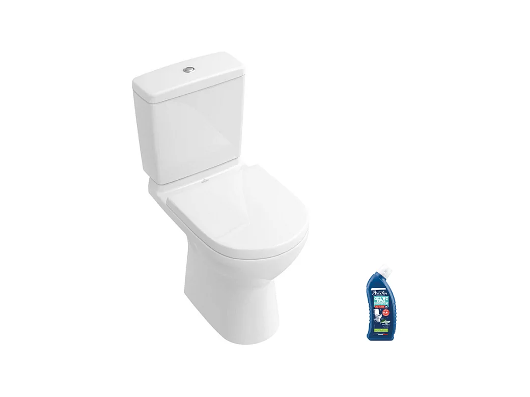 WC à poser VILLEROY ET BOCH O.novo avec abattant frein de chute déclipsable + nettoyant Briochin