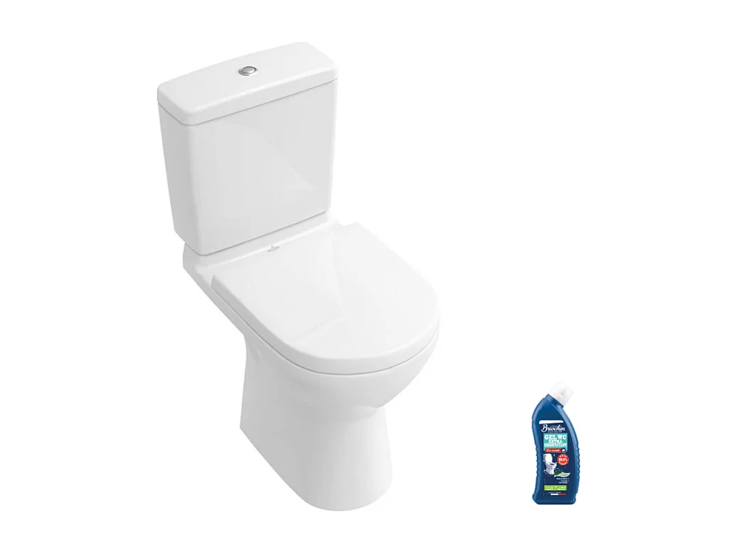WC à poser VILLEROY ET BOCH O.novo avec abattant frein de chute déclipsable + nettoyant Briochin