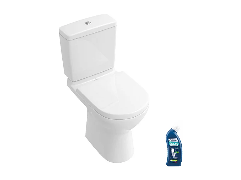 WC à poser VILLEROY ET BOCH O.novo avec abattant frein de chute déclipsable + nettoyant Briochin