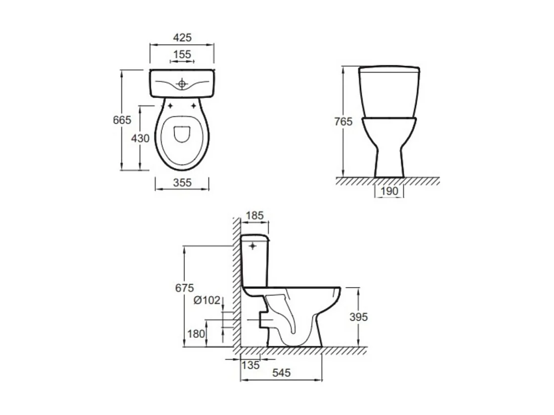 WC à poser sortie horizontale JACOB DELAFON Eolia avec abattant