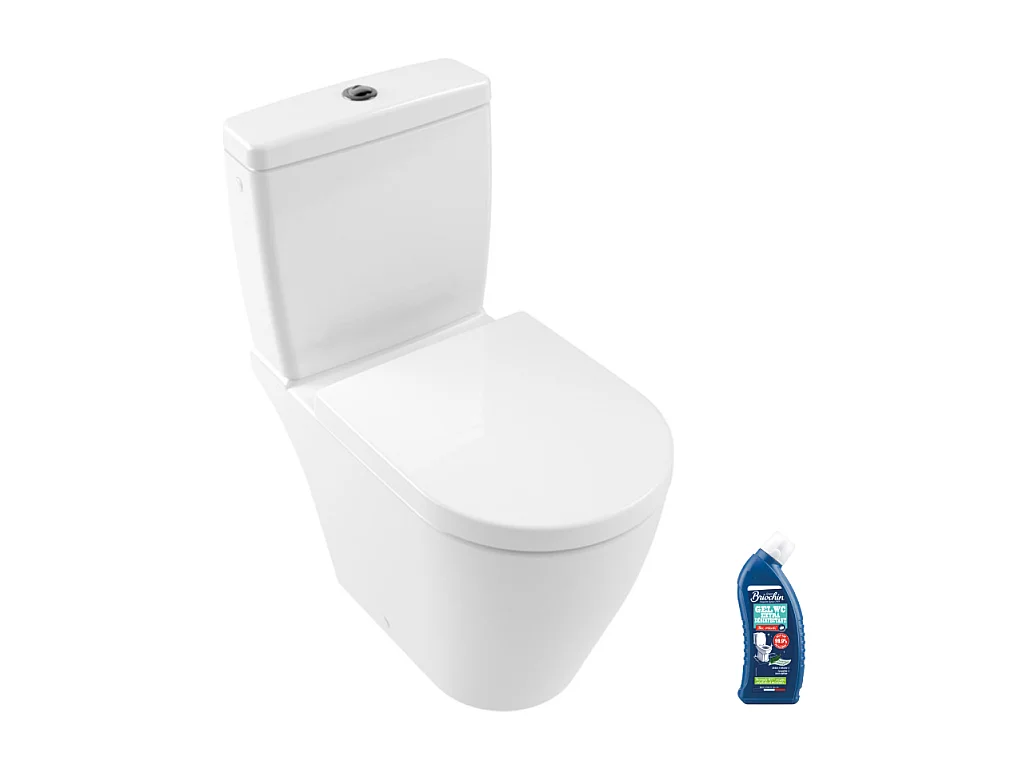 WC à poser sans bride VILLEROY ET BOCH Avento avec abattant frein de chute déclipsable + nettoyant Briochin