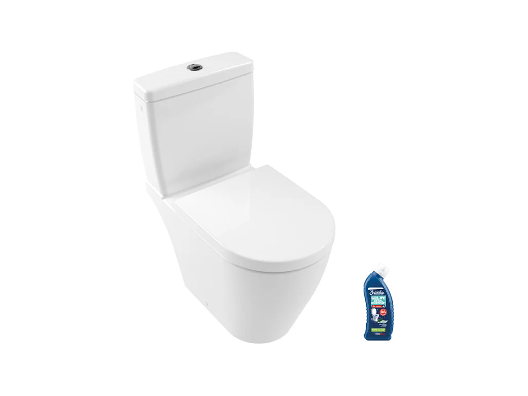 WC à poser sans bride VILLEROY ET BOCH Avento avec abattant frein de chute déclipsable + nettoyant Briochin