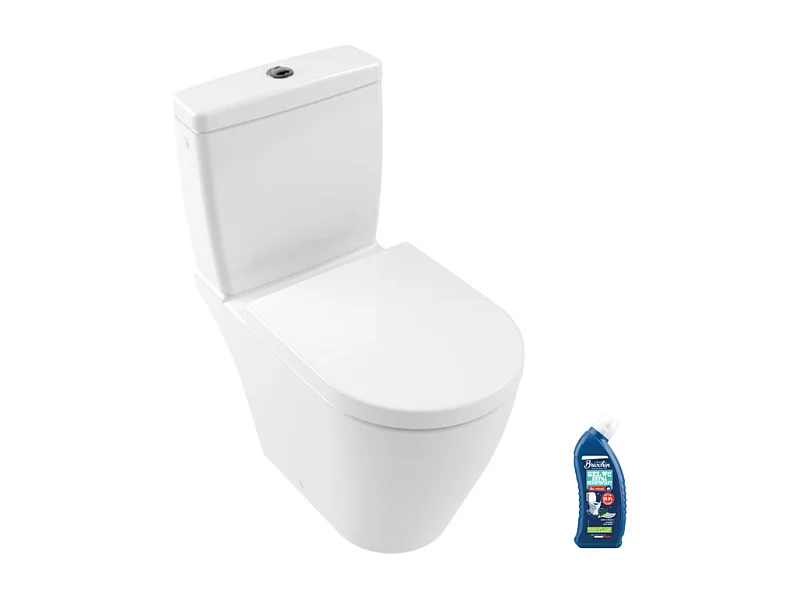 WC à poser sans bride VILLEROY ET BOCH Avento avec abattant frein de chute déclipsable + nettoyant Briochin