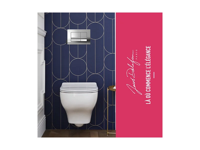 Pack WC suspendu sans bride JACOB DELAFON Struktura + abattant + plaque + bâti support