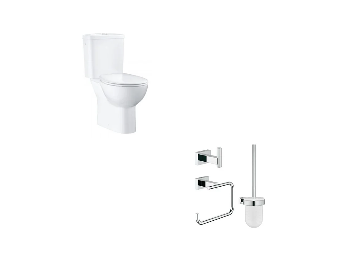 GROHE Pack WC à poser Bau Ceramic quickfix + Accessoires salle de bain Essentials Cube