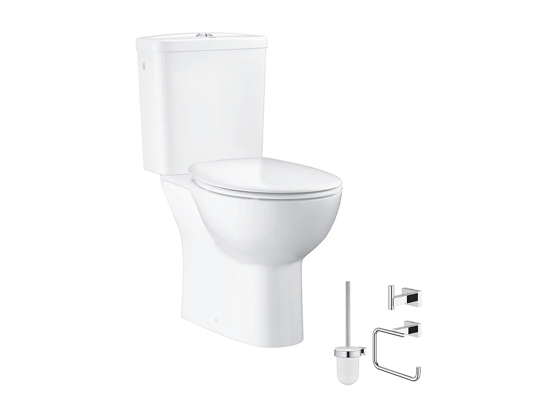 GROHE Pack WC à poser Bau Ceramic quickfix + Accessoires salle de bain Essentials Cube