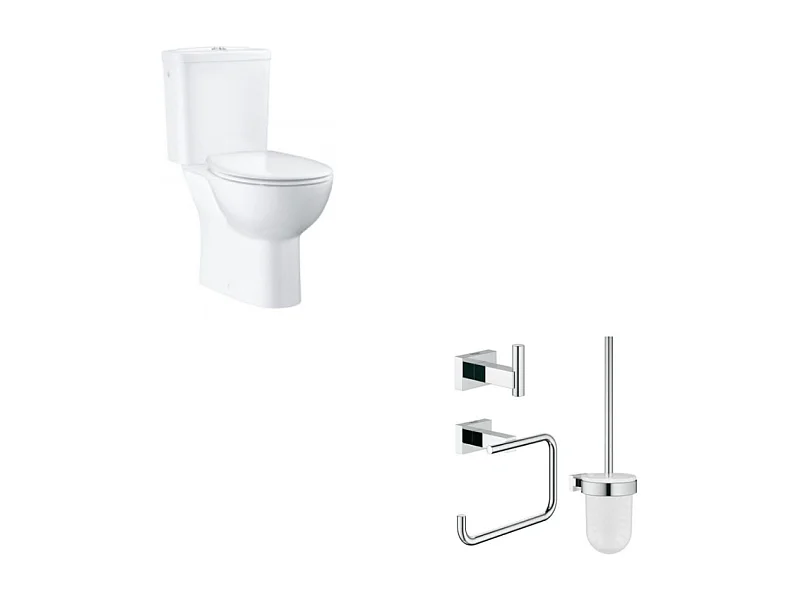 GROHE Pack WC à poser Bau Ceramic quickfix + Accessoires salle de bain Essentials Cube