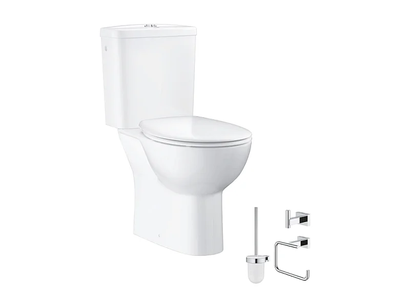 GROHE Pack WC à poser Bau Ceramic quickfix + Accessoires salle de bain Essentials Cube