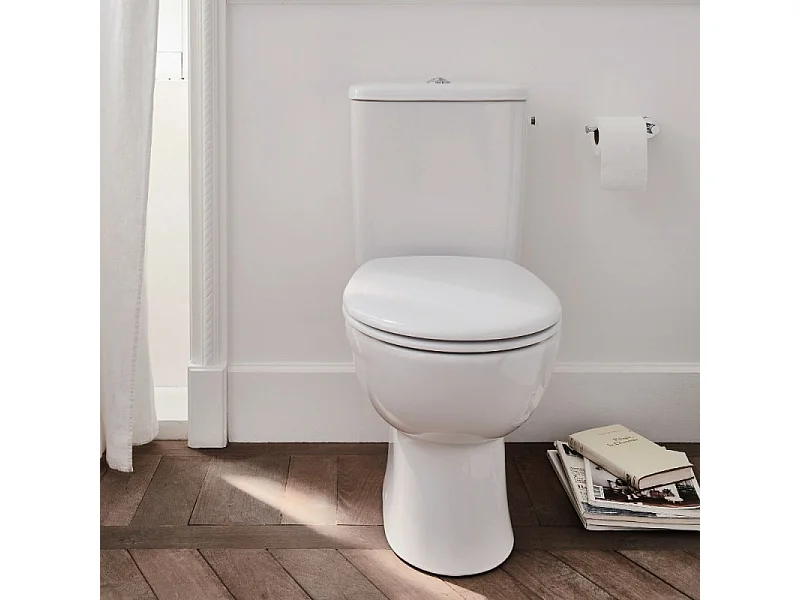 WC à poser sans bride sortie horizontale JACOB DELAFON Gaspard avec abattant frein de chute et déclipsable + gel WC