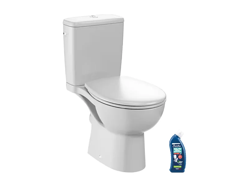 WC à poser sans bride sortie horizontale JACOB DELAFON Gaspard avec abattant frein de chute et déclipsable + gel WC