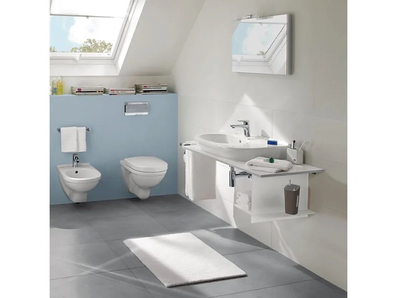 WC suspendu compact sans bride VILLEROY ET BOCH O.novo 36 x 56 avec abattant