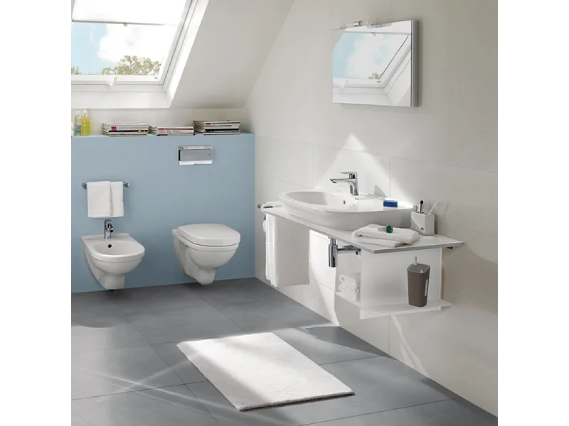 WC suspendu compact sans bride VILLEROY ET BOCH O.novo 36 x 56 avec abattant