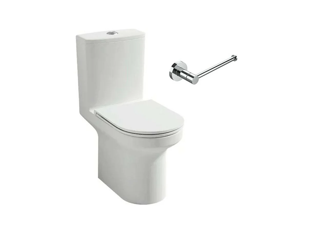 JACOB DELAFON Pack WC au sol blanc sans bride Elite avec abattant extraplat fermeture douce avec porte-rouleau classique