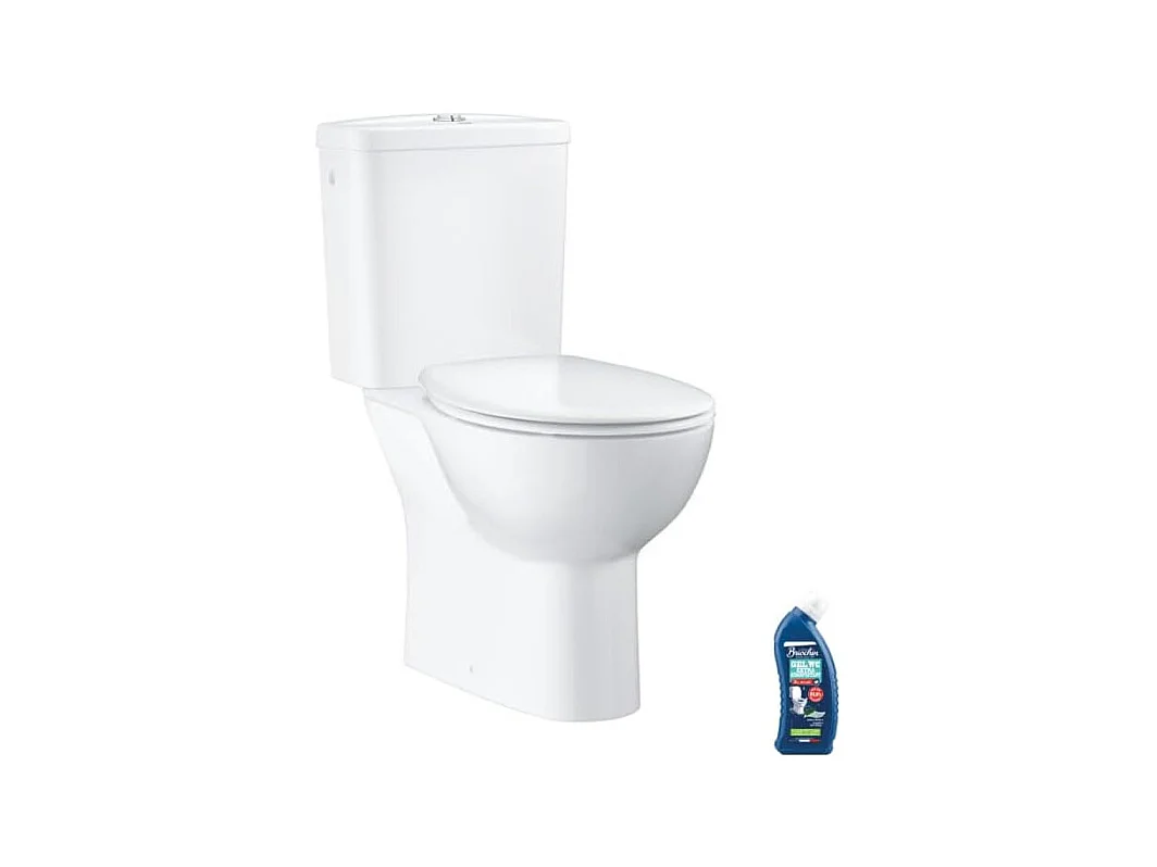 WC à poser sans bride GROHE Bau Ceramic Quickfix avec abattant frein de chute declipsable + nettoyant Briochin