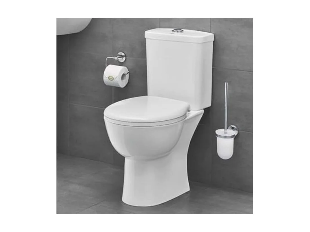 WC à poser sans bride GROHE Bau Ceramic avec abattant frein de chute declipsable + nettoyant Briochin
