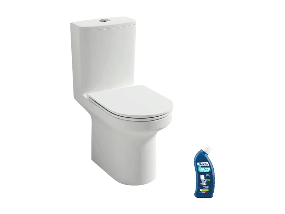 WC à poser sans bride sortie horizontale JACOB DELAFON Elite avec abattant frein de chute + Gel WC