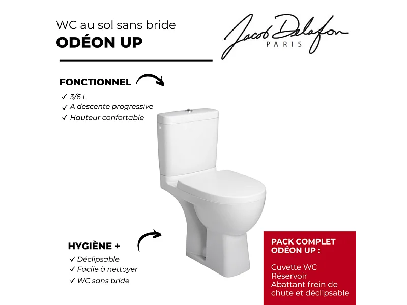 WC au sol sans bride JACOB DELAFON Odéon Up + abattant