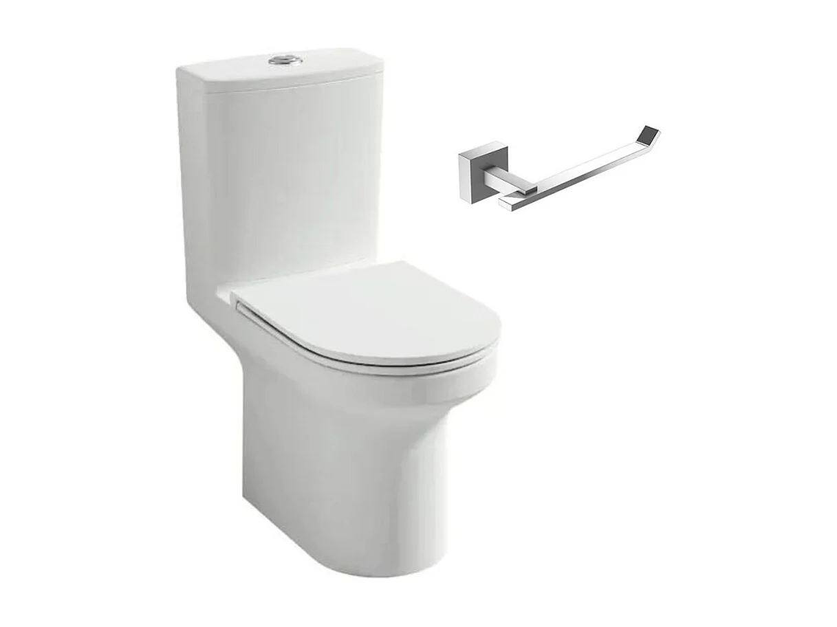 JACOB DELAFON Pack WC au sol blanc sans bride Elite avec abattant extraplat fermeture douce avec porte-rouleau moderne