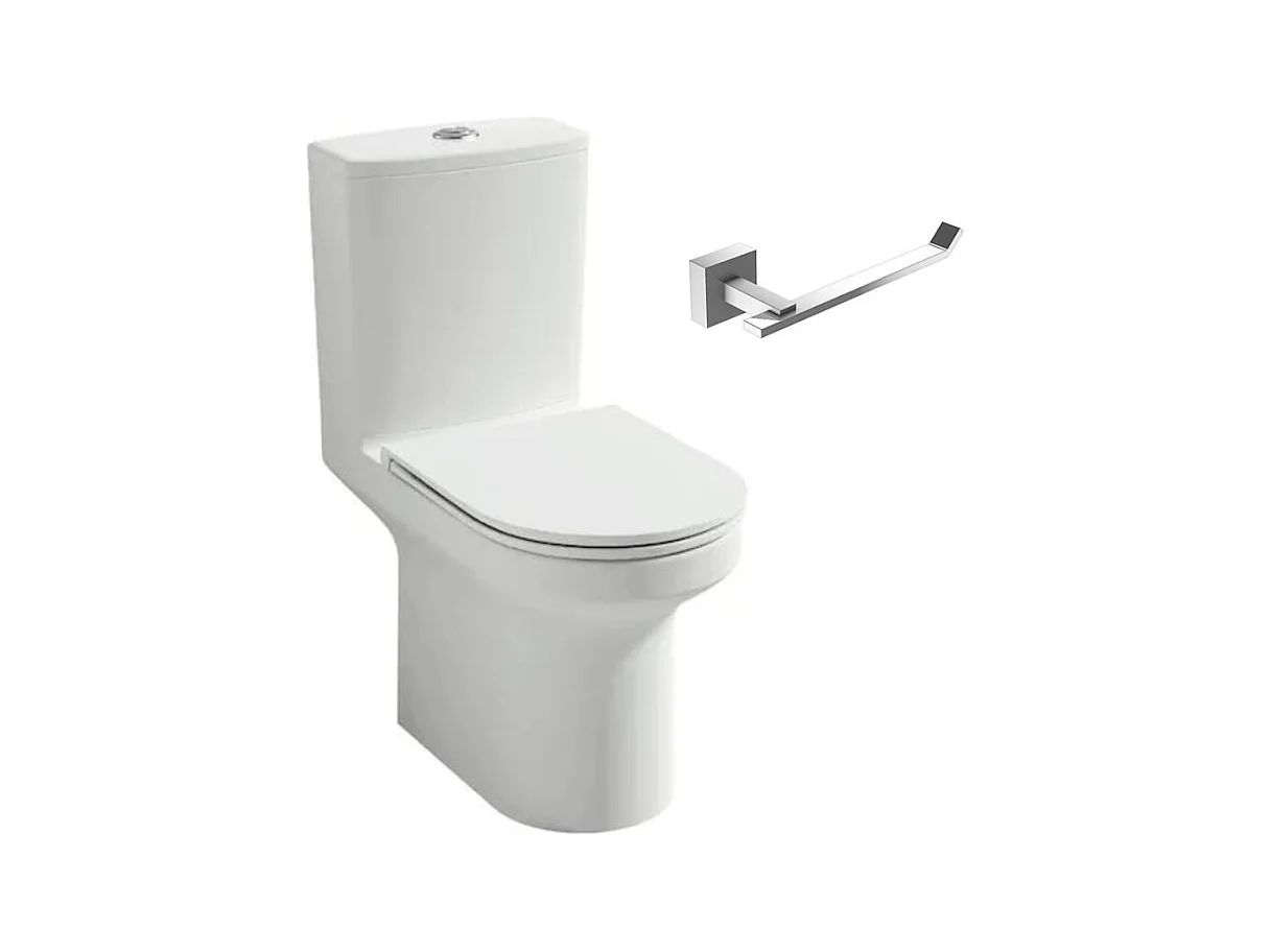 JACOB DELAFON Pack WC au sol blanc sans bride Elite avec abattant extraplat fermeture douce avec porte-rouleau moderne