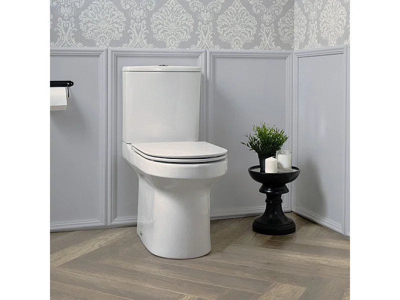 WC à poser sans bride sortie horizontale JACOB DELAFON Elite avec abattant frein de chute + Porte-rouleau Moderne Chromé