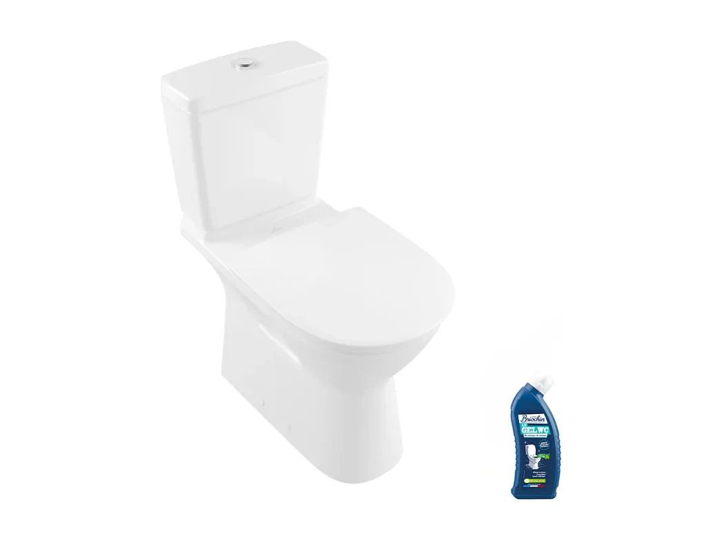 WC à poser PMR sans bride VILLEROY ET BOCH O.novo avec abattant + nettoyant
