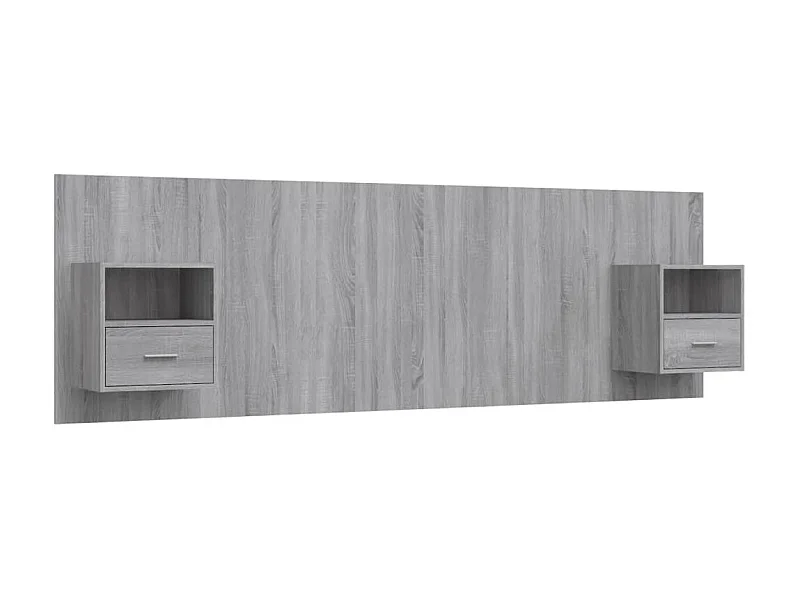 Testiera Sonoma Grey con armadi in derivati del legno