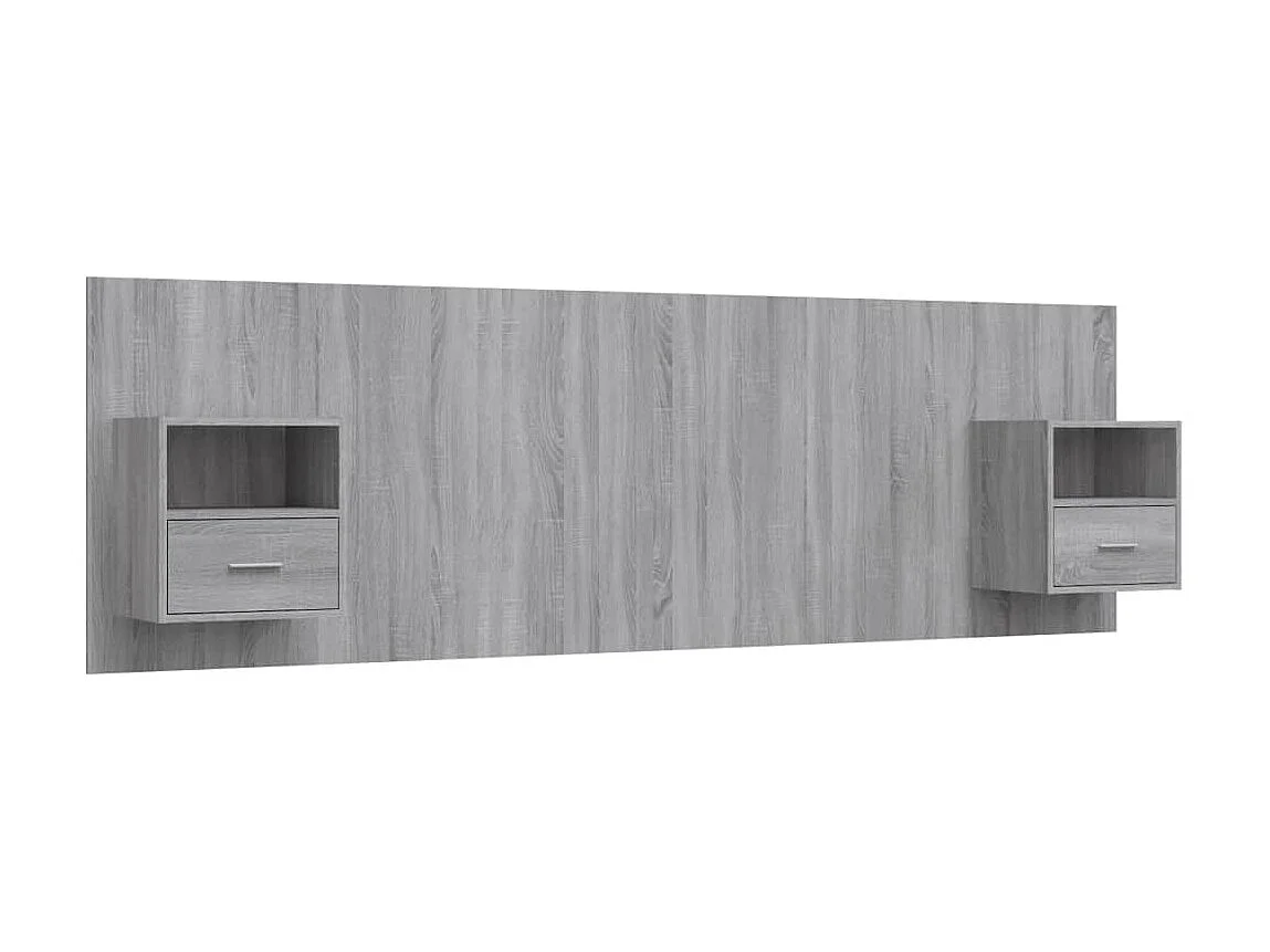 Cabecera gris Sonoma con gabinetes de madera de ingeniería