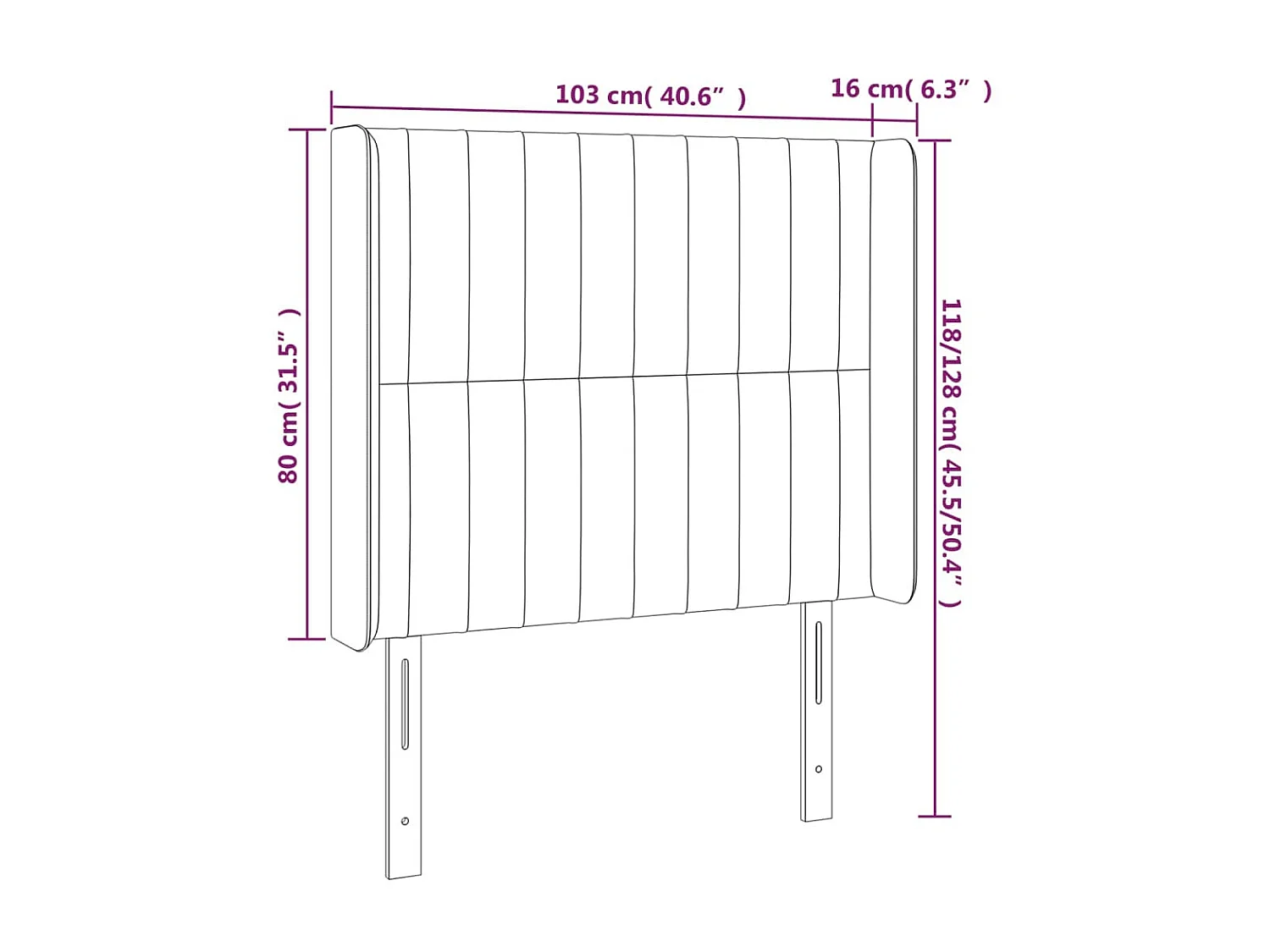 Tête de lit avec oreilles Crème 103x16x118/128 cm Tissu