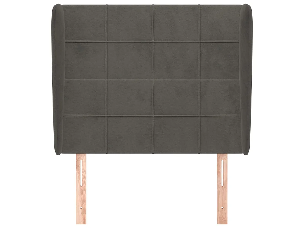 Tête de lit avec oreilles Gris foncé 83x23x118/128 cm Velours