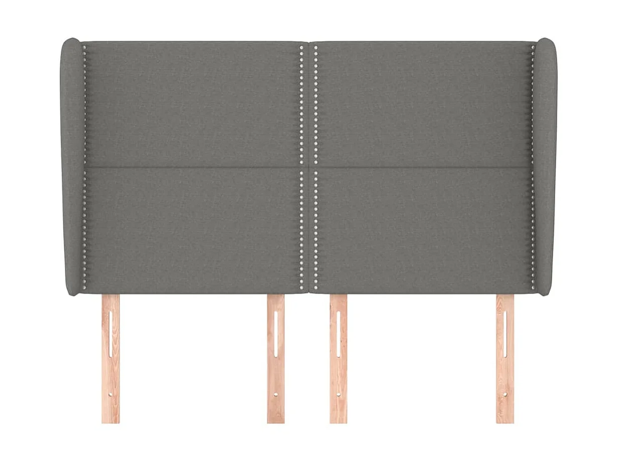 Tête de lit avec oreilles Gris foncé 147x23x118/128 cm Tissu
