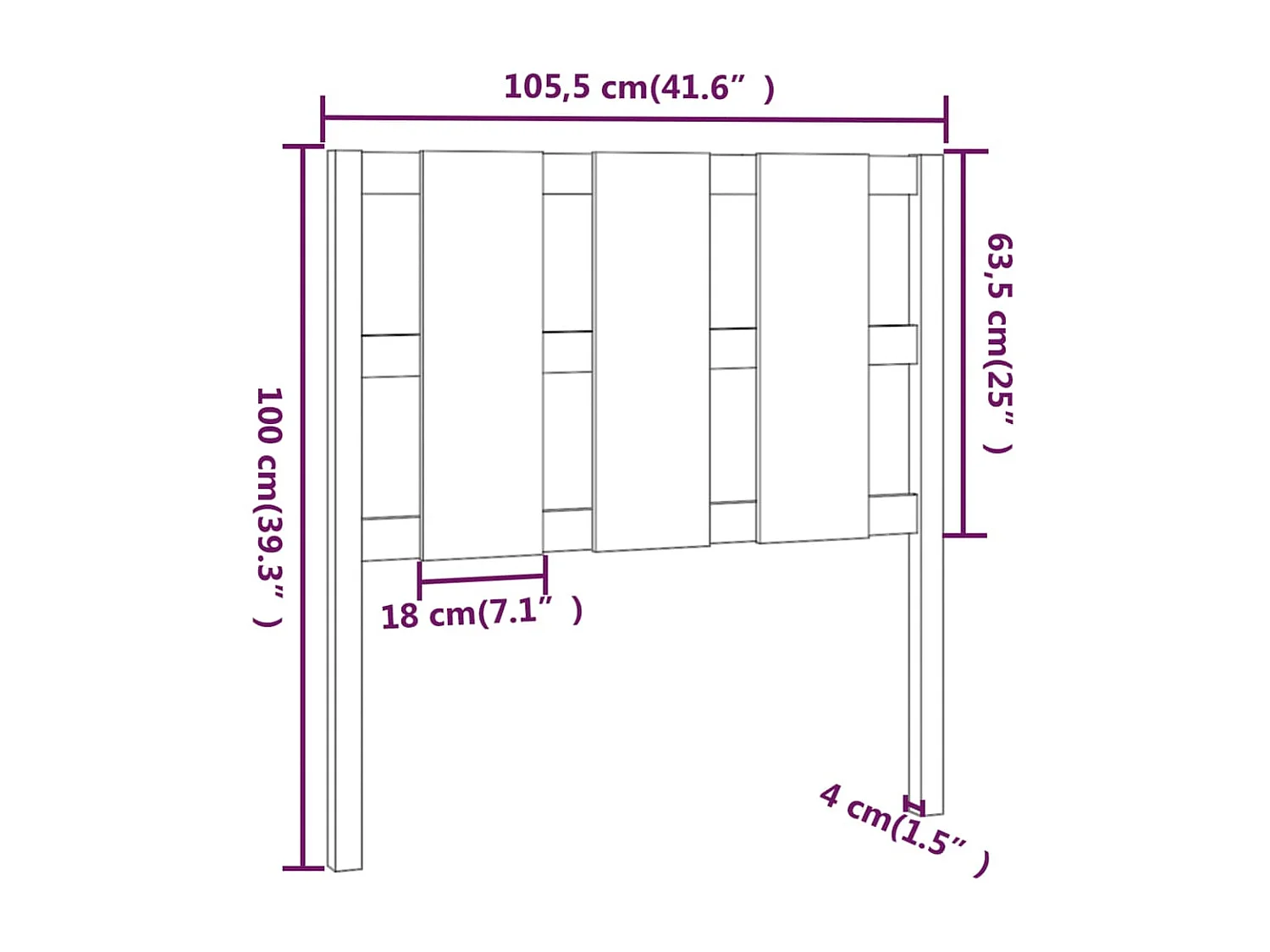 Tête de lit Marron miel 105,5x4x100 cm Bois massif de pin