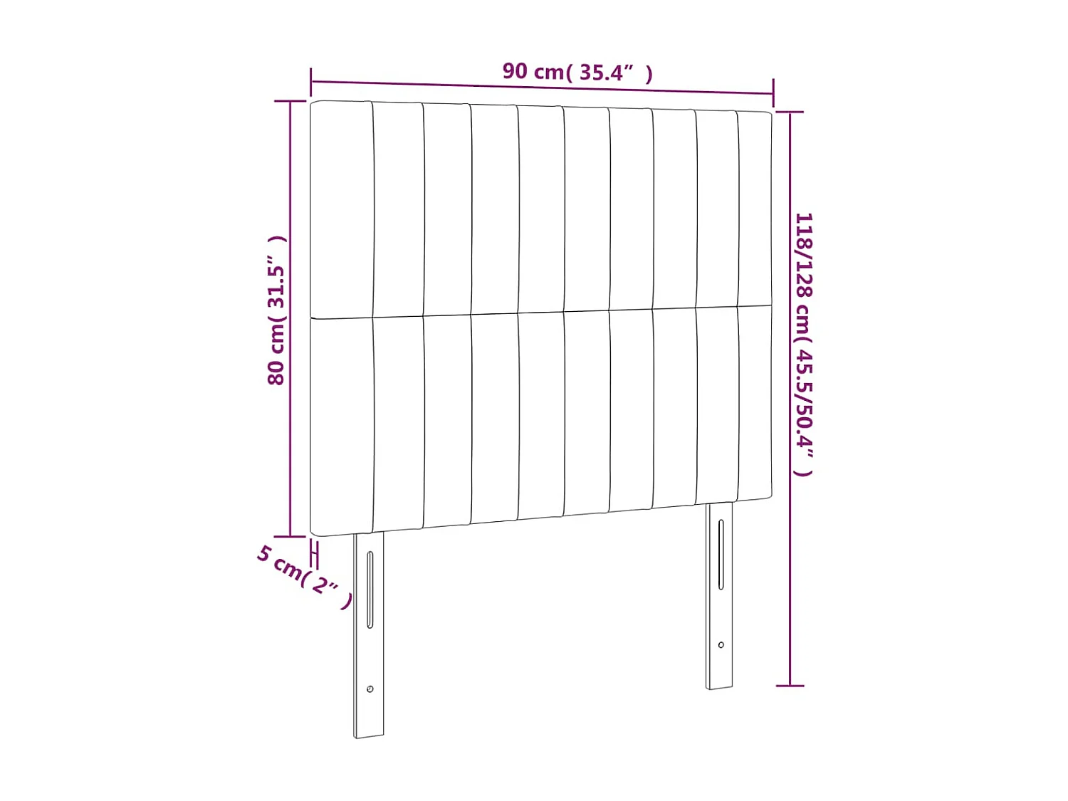 Kopfteile 2 Stk. Dunkelblau 90x5x78/88 cm Samt