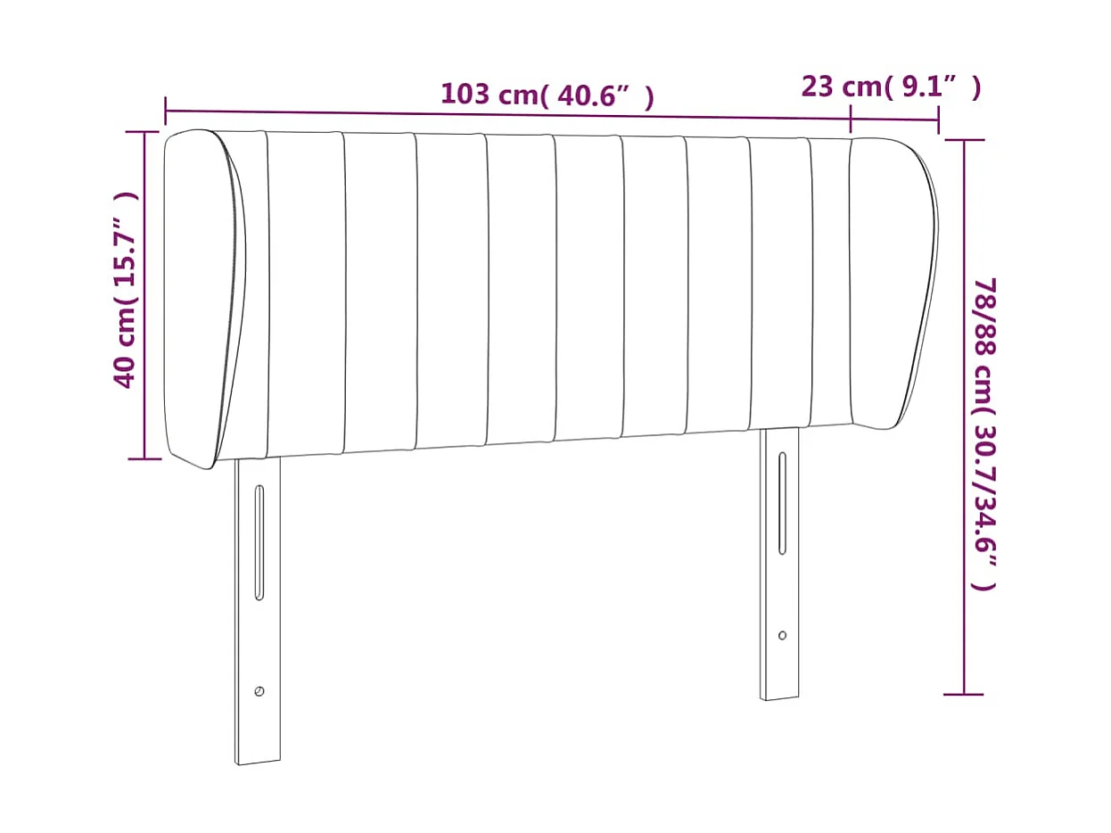 Tête de lit avec oreilles Noir 103x23x78/88 cm Tissu